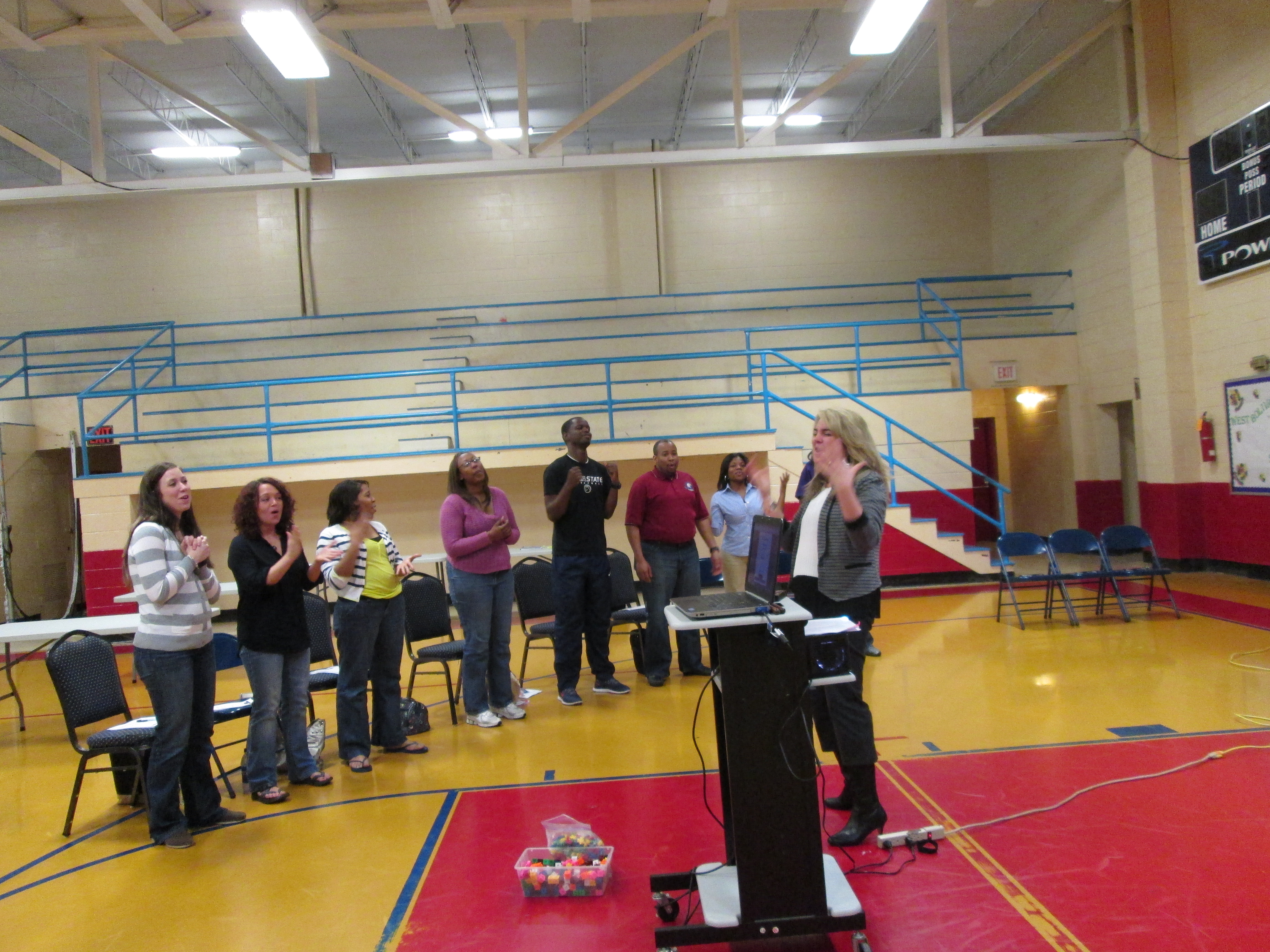 Photo: Sherice Ortman, Instructional Coach and Assistant Principal in the Waterloo Community School District, presents “Moving through Math” concepts to West Bolivar Elementary School teachers.